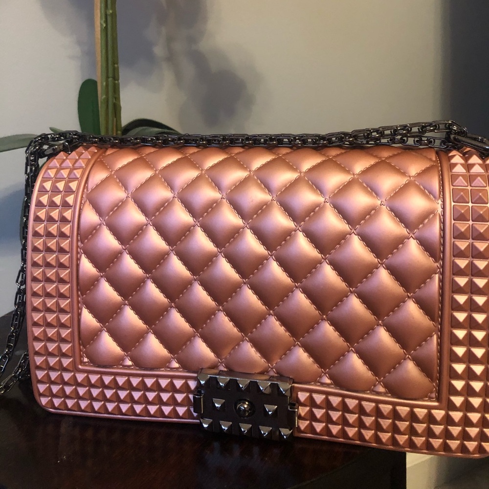 Pretty Pink Studded Jelly Messenger Handbag